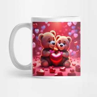 Teddy celebrating Valentines day, randome floating love hearts Mug